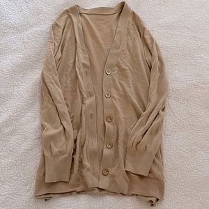Ralph Lauren light brown tan cardigan with gold buttons, size medium